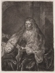 Girl with Long Hair Falling on Her Shoulders, or 
