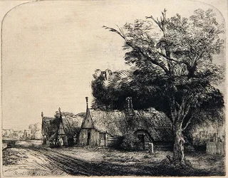 Landscape with Three Huts