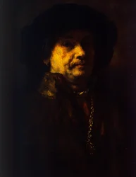 Self Portrait in a Fur Coat with Gold Chain and Earring