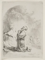 St. Jerome Praying: Arched Print