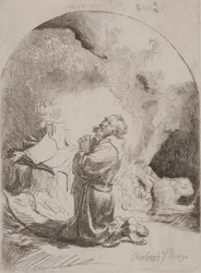 St. Jerome Praying: Arched Print