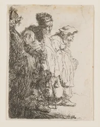 Beggar Man and Beggar Woman Behind a Bank