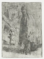 Beggar with a Cottage and Two Figures in the Background
