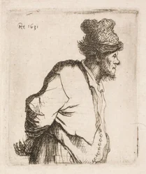 Peasant with hands on back