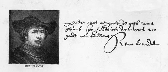 Handwriting and Signature of Rembrandt from a Letter to Constantine Huygens Requesting Payment of a Sum of Money Owed