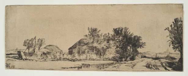 Landscape with a Farmhouse Along a Road Beside a Canal