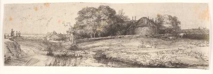 Landscape with a Hay Barn and a Flock of Sheep