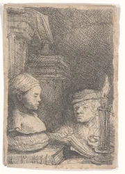 Man Drawing from a Cast