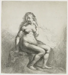Naked woman on a mound