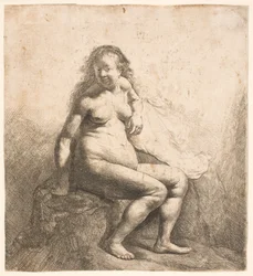Naked Woman Seated on a Mound