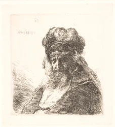 Old Bearded Man in a High Fur Cap, with Closed Eyes