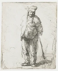Ragged Peasant with His Hands Behind Him, Holding a Stick