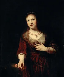 Saskia with the red flower