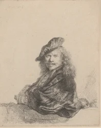 Self-Portrait Leaning on a Stone Sill