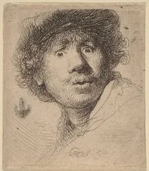 Self-Portrait in a Cap, Open-Mouthed