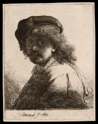 Self-Portrait in a Cap and Scarf with the Face Dark: Bust