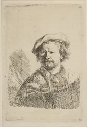 Self-Portrait in a Flat Cap and Embroidered Dress