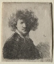 Self-Portrait with Curly Hair and White Collar: Bust