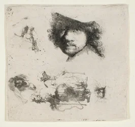 Sheet of Studies: Head of the Artist, a Beggar Couple, Heads of Old Man and Old Woman, etc.