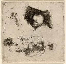 Sheet of Studies: Head of the Artist, a Beggar Couple, Heads of an Old Man and Old Woman, etc.