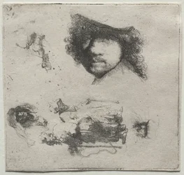 Sheet of Studies: Self-Portrait, a Beggar Couple, etc.