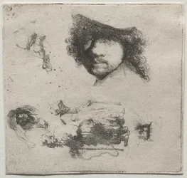 Sheet of Studies: Self-Portrait, a Beggar Couple, etc.