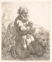 St. Jerome Kneeling in Prayer, Looking Down