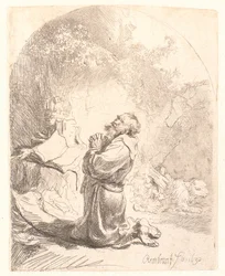 St. Jerome Praying: Arched Print
