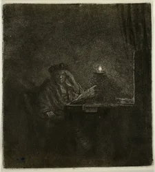 Student at a Table by Candlelight