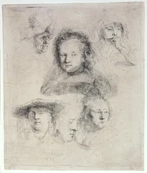 Studies of the Head of Saskia and Others