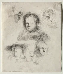 Studies of the Head of Saskia and Others, 1636