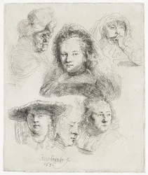 Studies of the Head of Saskia and Others