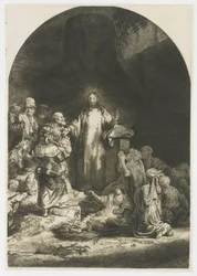 The Hundred Guilder Print: The Central Piece with Christ Preaching, the Plate Arched