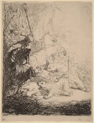 The Small Lion Hunt (with Two Lions)