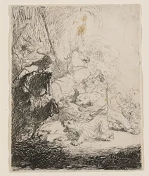 The Small Lion Hunt (with Two Lions)