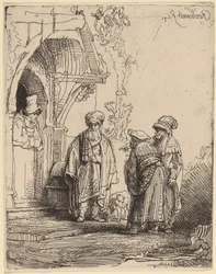 Three Oriental Figures (Jacob and Laban?)