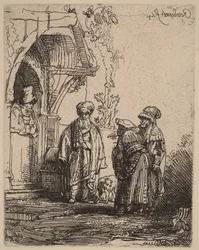 Three Oriental Figures (Jacob and Laban?)