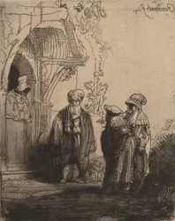 Three Oriental Figures Jacob and Laban
