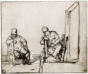 Two Men Seated at a Doorway