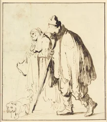 Vagrant couple with a dog