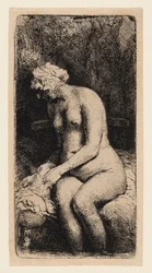 Woman Bathing her Feet at a Brook