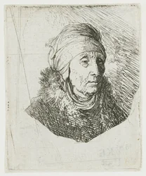 Woman with a High Headdress Wrapped Around the Chin: Bust