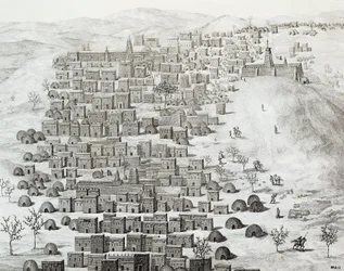 View of city of Timbuktu, Mali, engraving from Travels through Central Africa to Timbuctoo by Rene Caillie between 1824 and 1828, Africa