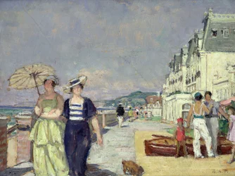 Elegant Women on the Seafront in Cabourg, c.1929