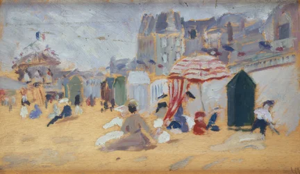 Parasols and Bathing Huts on the Beach