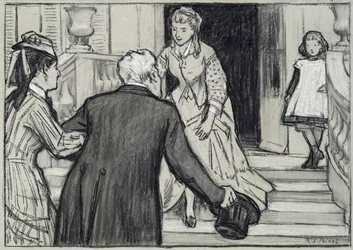 The visit, illustration from La Jeune Fille Bien Elevee by Rene Boylesve