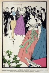 Representation of Beau Brummell (George Bryan Brummell) (1778-1840) During a Worldly Reception. Illustration by Rene Vincent (1879-1936)