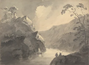 Mountainous Landscape with Winding River and Castle