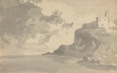 Sketch with a Castle on a Mountaintop