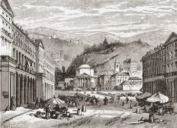 A Street in Turin, Italy in the Late 19th Century. From Italian Pictures by Rev. Samuel Manning, Published c.1890.